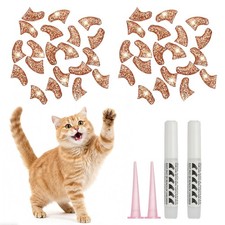 Cat Nail Caps, Cat Claw Covers with Adhesive Glue (40 Pcs, S, Crystal Bronze)