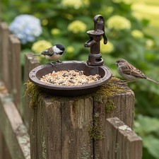 Bird Feeder Dish Retro Metal Bird Water Bowl for Courtyard Backyard Outdoor