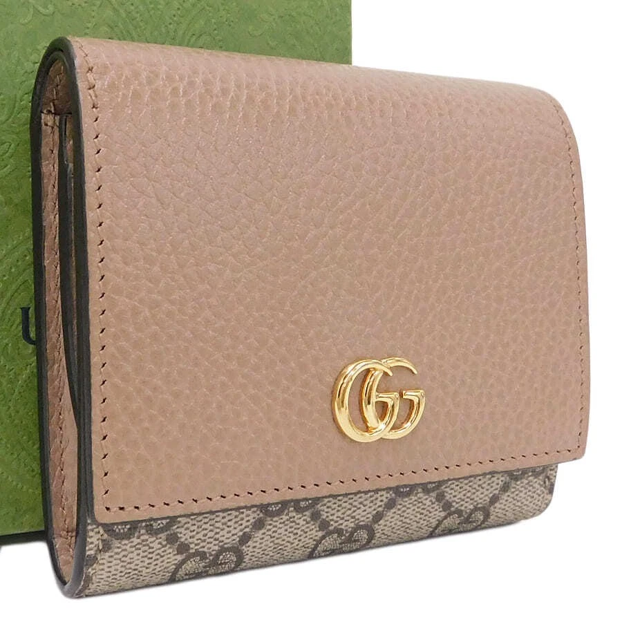 Gucci GG Supreme Compact Portefeuille 598587 Boîte Marron PVC Cuir GUCCI