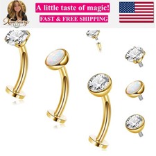 3PCS 14G Surgical Steel Floating Belly Button Ring for Women Petite Belly Rin...