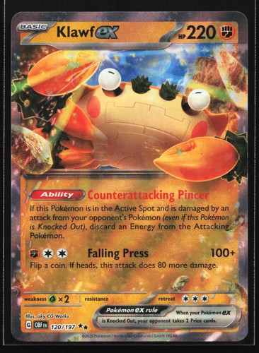 Pokemon Klawf ex 120/197 Obsidian Flames Double Rare Holo NM
