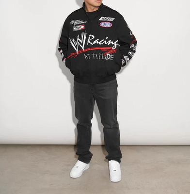 Men's Black WWE Chalk Line Racing Attitude Jacket Lightweight Full