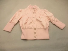 Forewer Twenty One Size S Womens Pink Cotton Buttons 3/4 Sleeve Crop Jacket 413