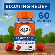 Align Probiotic Bloating Relief + Vitamin B12 Digestive, 60 Gummies  Exp 9/2026+