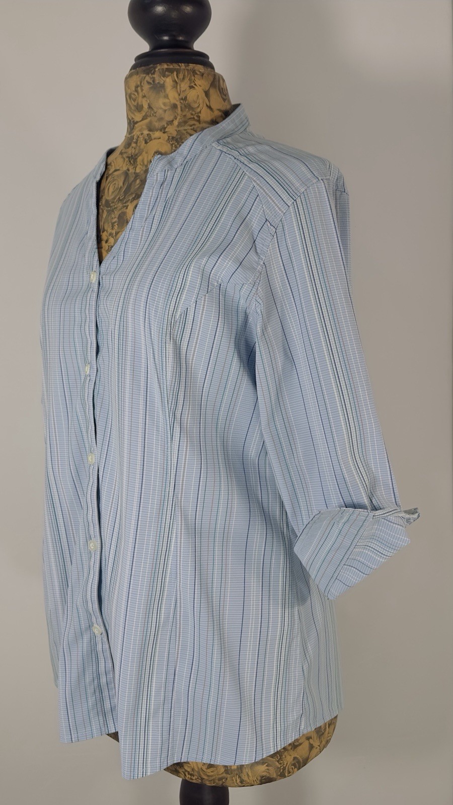 Blue 3/4 Button Down Shirt - image 4