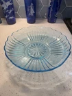 Anchor Hocking Mayfair Open Rose Blue Flat Fruit Console Bowl Depression Glass