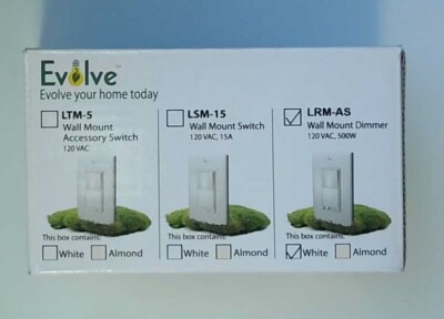 Evolve LRM-AS-W Z-Wave 4.54.01 Security Compatible Wall Mount Dimmer (White)