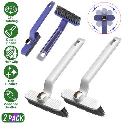 2PACK 360 Degree Rotating Hard Bristle Crevice Cleaning Brush Household Tools