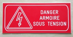 Plaque Gravee Danger Armoire Electrique Sous Tension Signaletique Ebay