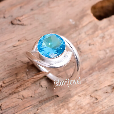 London Blautopas Edelstein 925 Sterling Silber Ring Geschenk für Partnerschmuck