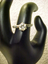 Vintage HGP Cubic Zirconia 1 Ct. Solitaire Ring Size 7.5