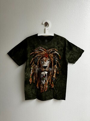 The mountain DJ jahman shirt Lion Headphones Dreadlocks Realistic dye tie tee