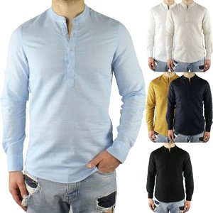 camicia collo coreana lino
