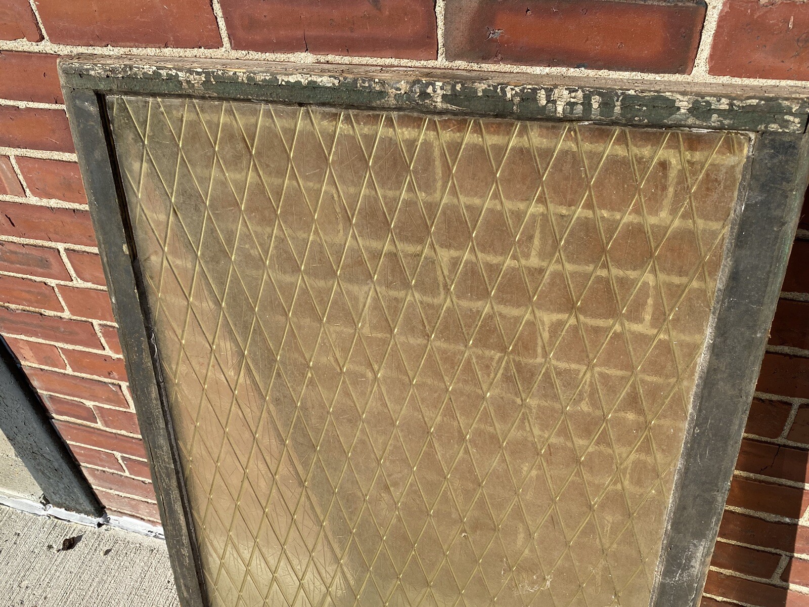 Antique Privacy Glass Window Single Piece Beautiful Diamond Pattern