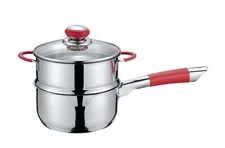 CONCORD Simple Pour Stainless Steel Saucepan with Steamer Tier