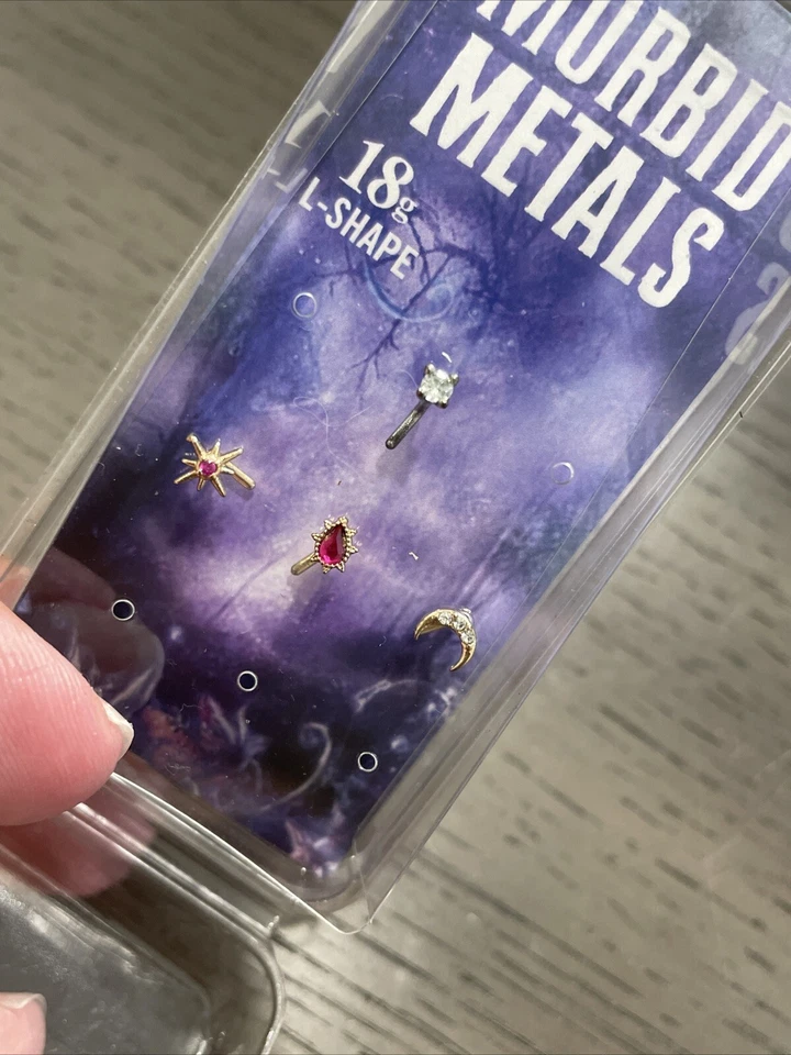 Morbid Metals 18G L Shape 316L Surgical Steel Nose Stud & Hoops 13 Pieces - Image 4 of 4