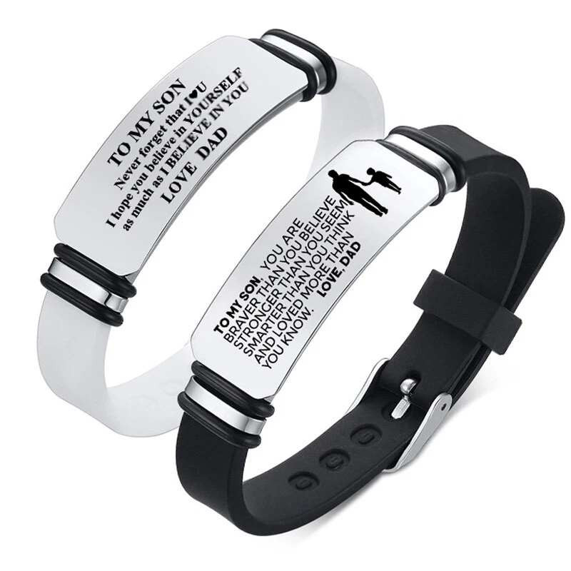 Personalized Inspirational To My Son Men Silicone Bracelet Cuff