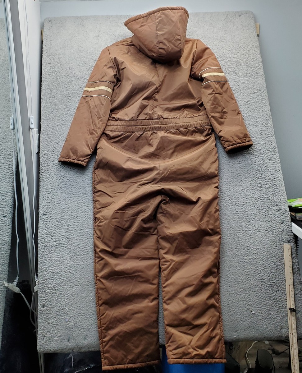 Vtg Sears Work Leisure Snowsuit Mens 46 Brown Belted Hooded