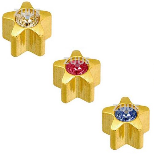 CAFLON BLU CRYSTAL INSET SHAPES, GOLD PLATED EAR PIERCING STUD EARRINGS - Picture 16 of 22