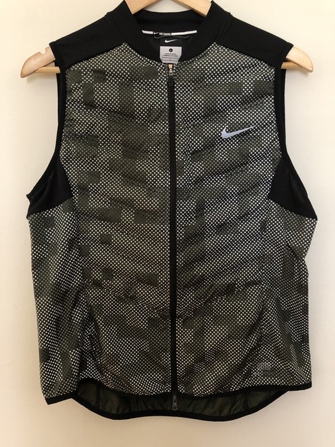 Women's Nike Sz Large Aeroloft 800 Flash Vest Reflective L Black Gray Running | eBay