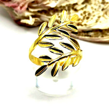 Handmade Sterling Silver 925 Gold Plated Olive Leaf Ring For Women