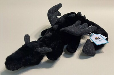 Jellycat Onyx Dragon Stuffed Animal - 50cm Medium Black Plush Toy 