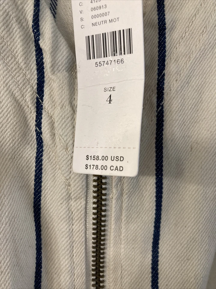 Mono Anthropologie con cinturón talla por $158 marfil y rayas azules ☼ Foto 4 de 4