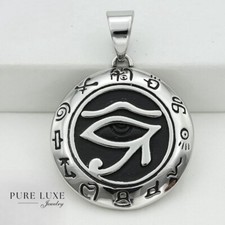 Men's Black Stainless Steel Egyptian Eye Round 35mm Charm Pendant Unisex*Box