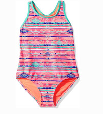 Breaking Waves Girls' Aztec Stripe One Piece Swimsuit Size 12 10847