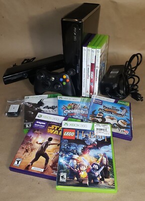 Microsoft Xbox 360S Black XBOX 360 SLIM Game Console Bundle 250GB HDD tested