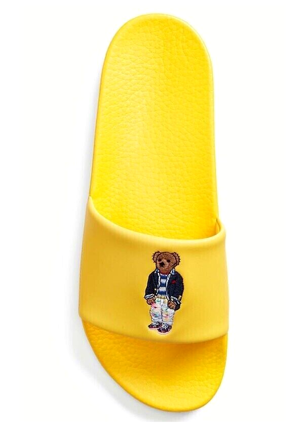 POLO RALPH LAUREN BIG BEAR SLIDES SANDALS YELLOW MEN SIZE 10