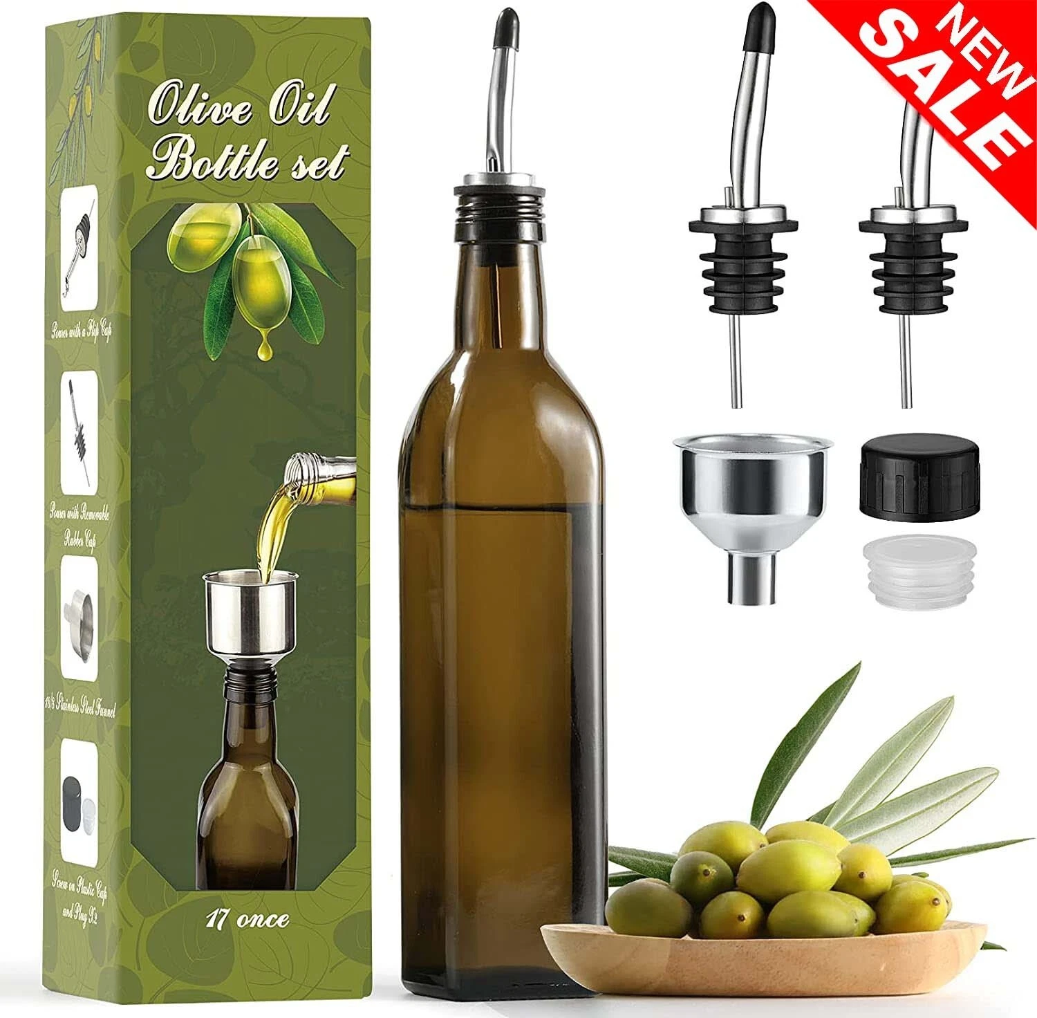 Olive Oil Bottle Container Holder Dispenser Decanter for Kitchen Premium Cooking
