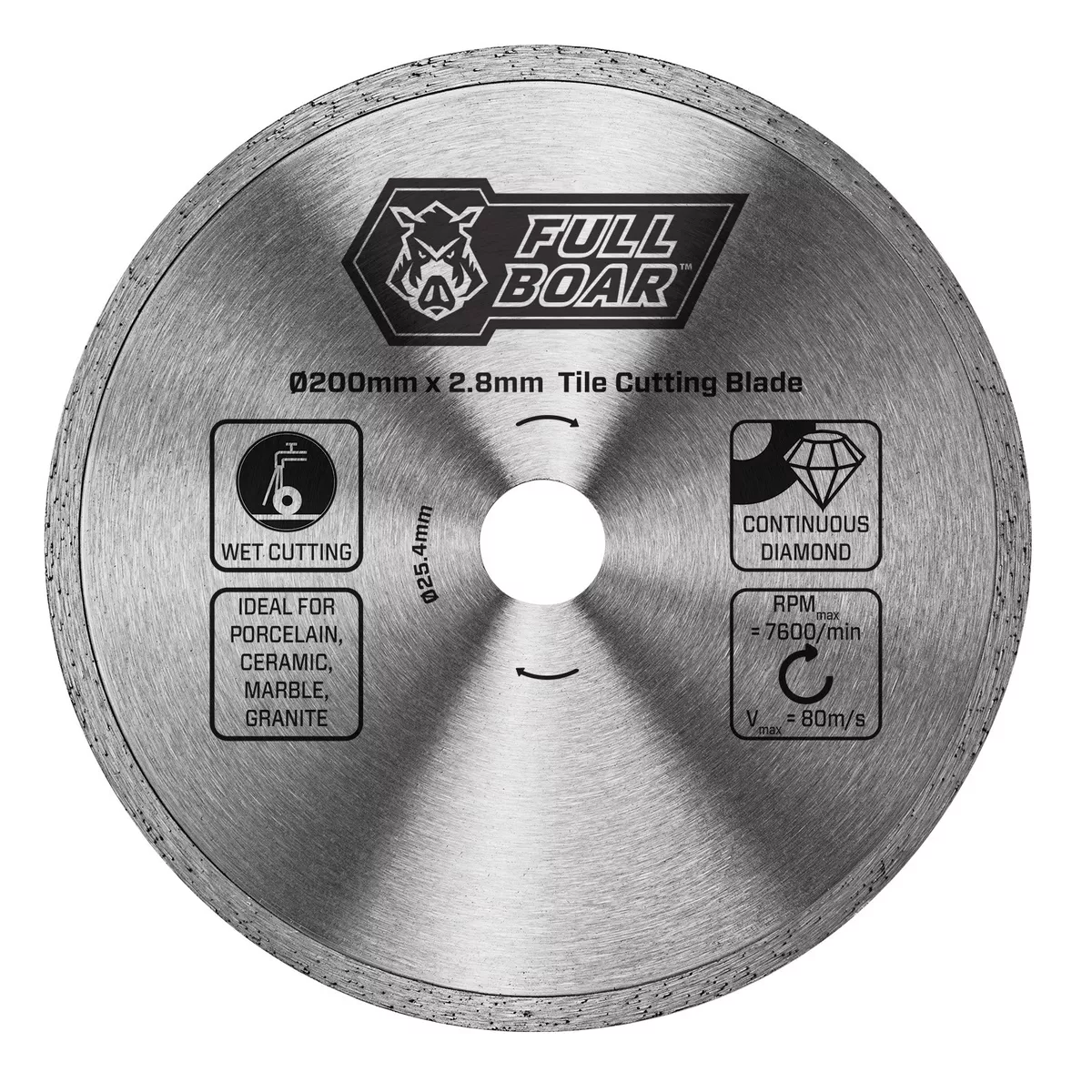 Full Boar CONTINUOUS RIM TILE CUTTING BLADE 200mm Steel With