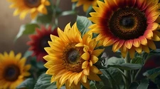 Digital image Sunflower picture photo wallpaper background desktop AI art 3
