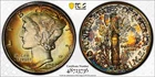 1944 Mercury Dime PCGS MS65 Colorfully Toned Original Skin Undergraded