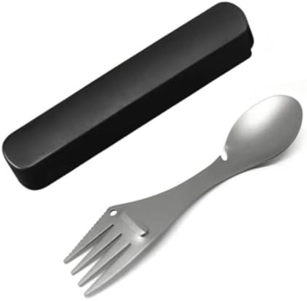 RISON-Titanium Posata da Campeggio 5 in 1 in Titanio, Forchetta Coltello Cucchia