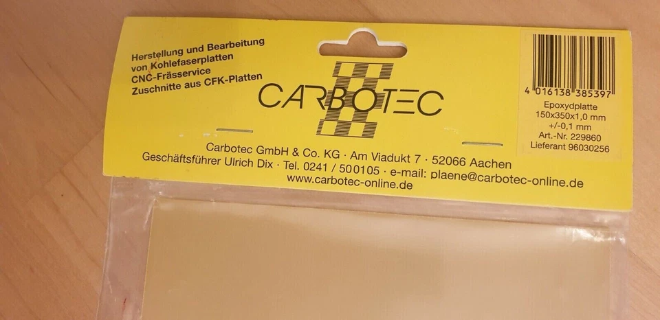 Epoxyd-Platte Carbotec (L x B) 350 mm x 150 mm 1 mm, Neu - Bild 2 von 2