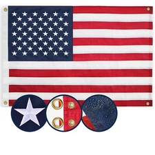 American Flag 3x5 Ft, Multipurpose Heavy Duty US Flag, 4 Brass Grommets, Embr...