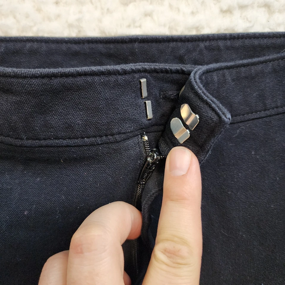 Pantalones Cortos Chinos Nicole Miller 16 Negro Algodón Elástico Costuras Retro Y2K Tiro Bajo Foto 4 de 4