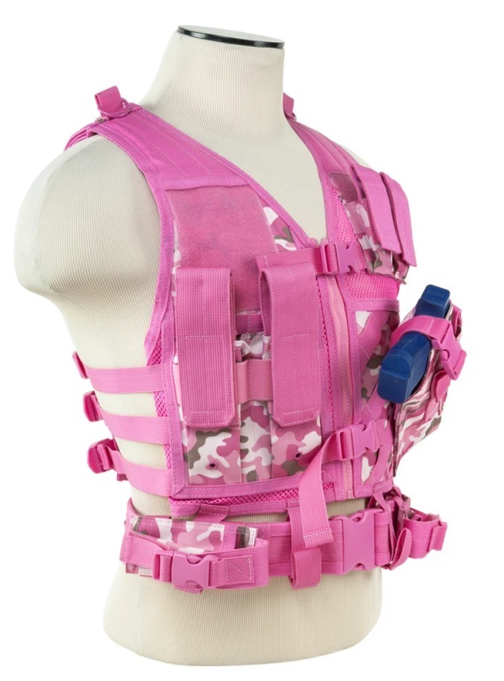 VISM 拉链战术背心套装步枪/手枪狩猎射击 XSM-SMALL 粉色迷彩 — 第 2/4 张图片