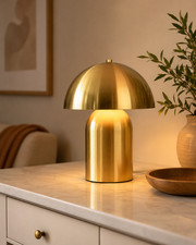 Brass Mushroom Table Lamp E27 LED Modern Bedside Desk Light Steel Retro 32cm