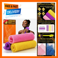 African Net Bath Sponge 3 Pack Exfoliating Shower Body Scrubber Skin Smoother