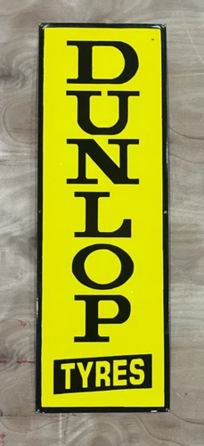 Vintage Dunlop Tyres Porcelain Enamel Gas & Oil Sign 36x12" SSP.