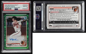 2020 Bowman Draft Chrome Picks Green Refractor /99 Hudson Haskin PSA 10 Auto