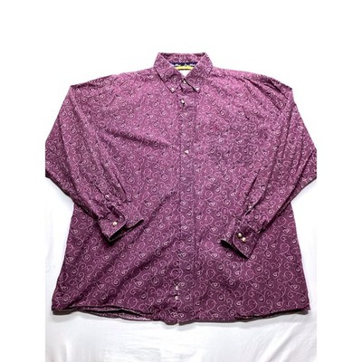 Wrangler George Strait Cowboy Cut Mens Purple Paisley Button Down Shirt