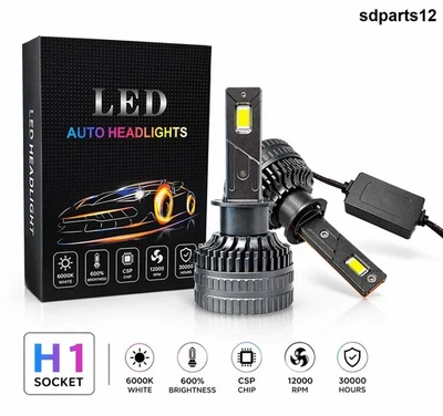2 Ampoules H1 LED Blanc 6500K 60W 6500lm 12V 24V Canbus Réglable Auto Moto Phare - Photo 1/4