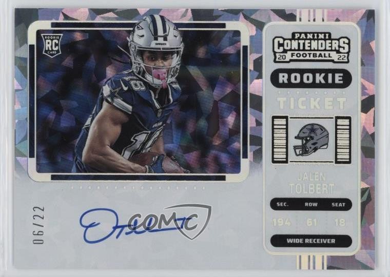 2022 Panini Contenders Cracked Ice Ticket 6/22 Jalen Tolbert Rookie Auto RC rf2