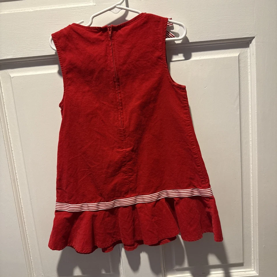 Bonnie Jean Girls Red Corduroy Christmas Holiday Dress with Candy Canes Size 3T - Image 3 of 4