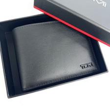 TUMI Delta SLG Double Billfold Black Leather RFID Blocking Wallet