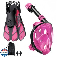 Snorkeling Gear for Adults: Dry Top Full Face Snorkel Mask and Adjustable Swi
